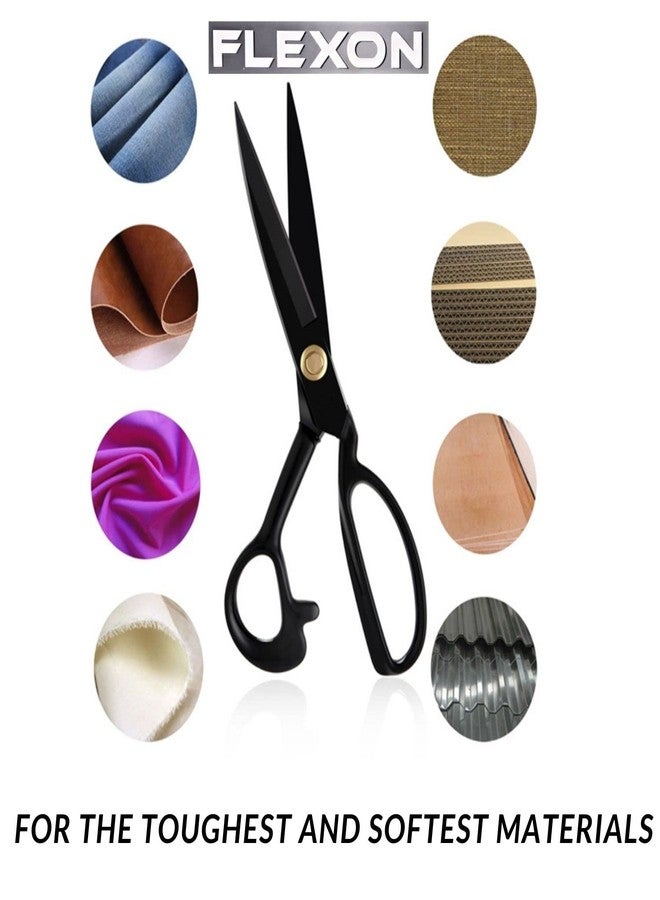 GEMSY Flexon 10 Inch Tailoring Scissors For Cloth Cutting, Sharp Fabric Sewing Carbon Stainless Steel Tailor Scissor, Best Multipurpose Shear For Office, Craft, Ladies, Vegetable Cutter - Image 3